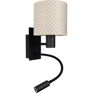 Brilagi - Lâmpada LED de parede flexível BOBO 1xE27/25W/230V + LED/3W preta/bege/poá