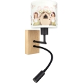 Brilagi - Lâmpada LED de parede flexível para crianças BOBO WOOD 1xE27/25W/230V + LED/3W carvalho/preto/branco/rosa/fadas