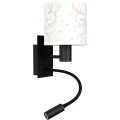 Brilagi - Lâmpada LED de parede infantil flexível BOBO 1xE27/25W/230V + LED/3W preta/branca/com estampa de coelhinhos