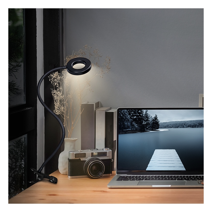 Brilagi - Lâmpada LED Regulável com Clipe ORBELA LED/8W/230V 3000/4000/5000K preta