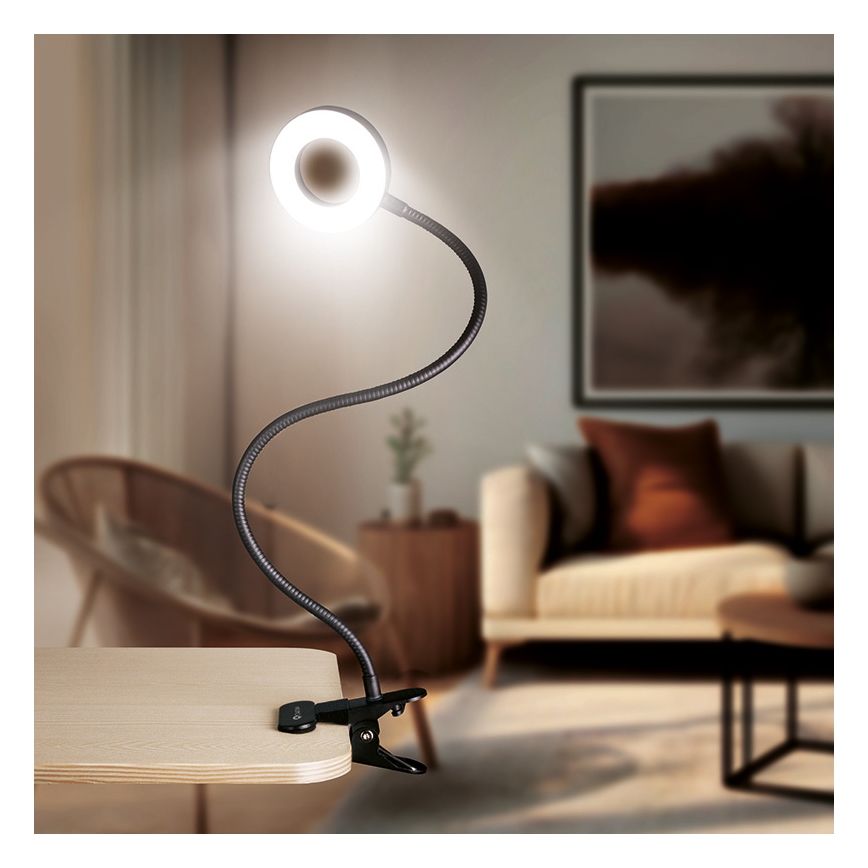 Brilagi - Lâmpada LED Regulável com Clipe ORBELA LED/8W/230V 3000/4000/5000K preta