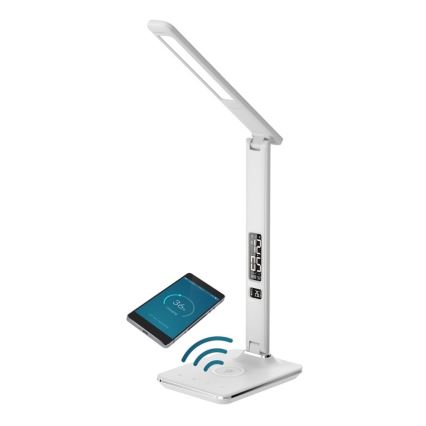 Brilagi - Candeeiro de secretária LED regulável com carregamento sem fios QI e USB REGINA LED/8,5W/230V branco