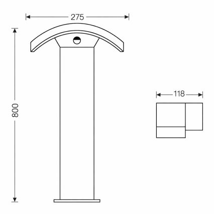 Brilagi - Lâmpada LED Exterior com Sensor ARCELO LED/9W/230V 80 cm IP54