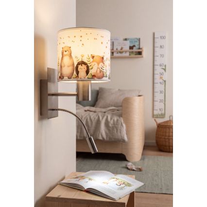 Brilagi - Aplique de Parede LED Infantil Flexível BOBO 1xE27/25W/230V + LED/3W cromado fosco/branco/animais