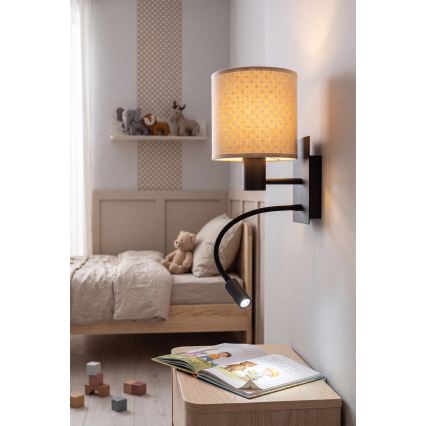 BRILAGI - Lâmpada LED de parede flexível BOBO 1xE27/25W/230V + LED/3W preta/bege/poá
