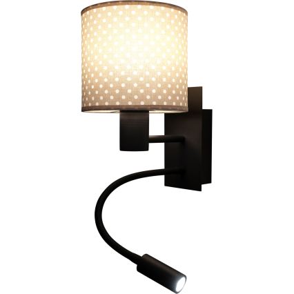 BRILAGI - Lâmpada LED de parede flexível BOBO 1xE27/25W/230V + LED/3W preta/bege/poá