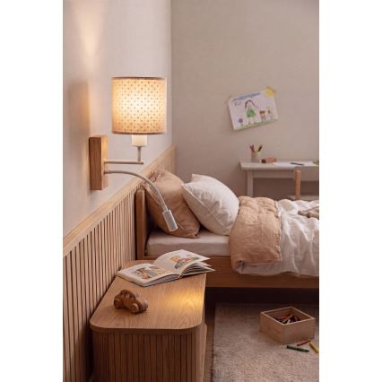 Brilagi - Lâmpada de parede infantil LED flexível BOBO WOOD 1xE27/25W/230V + LED/3W carvalho/branco/bege/poás