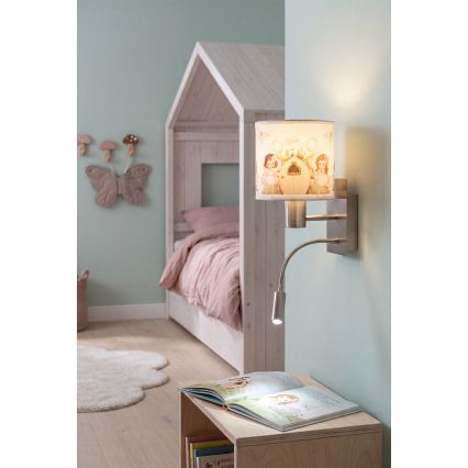 Brilagi - Candeeiro de parede infantil flexível LED BOBO 1xE27/25W/230V + LED/3W cromado mate/branco/rosa/fadas