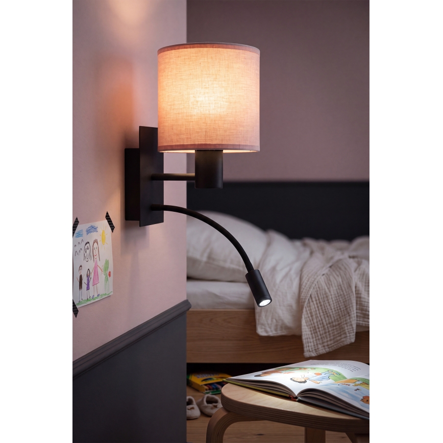 BRILAGI - Aplique de parede LED flexível BOBO 1xE27/25W/230V + LED/3W preto/rosa