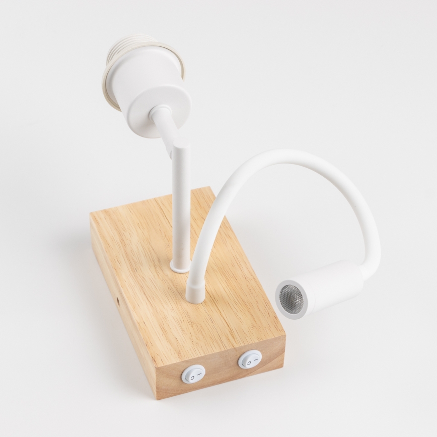 Brilagi - Lâmpada de parede LED flexível infantil BOBO WOOD 1xE27/25W/230V + LED/3W carvalho/branco/com motivos de animais