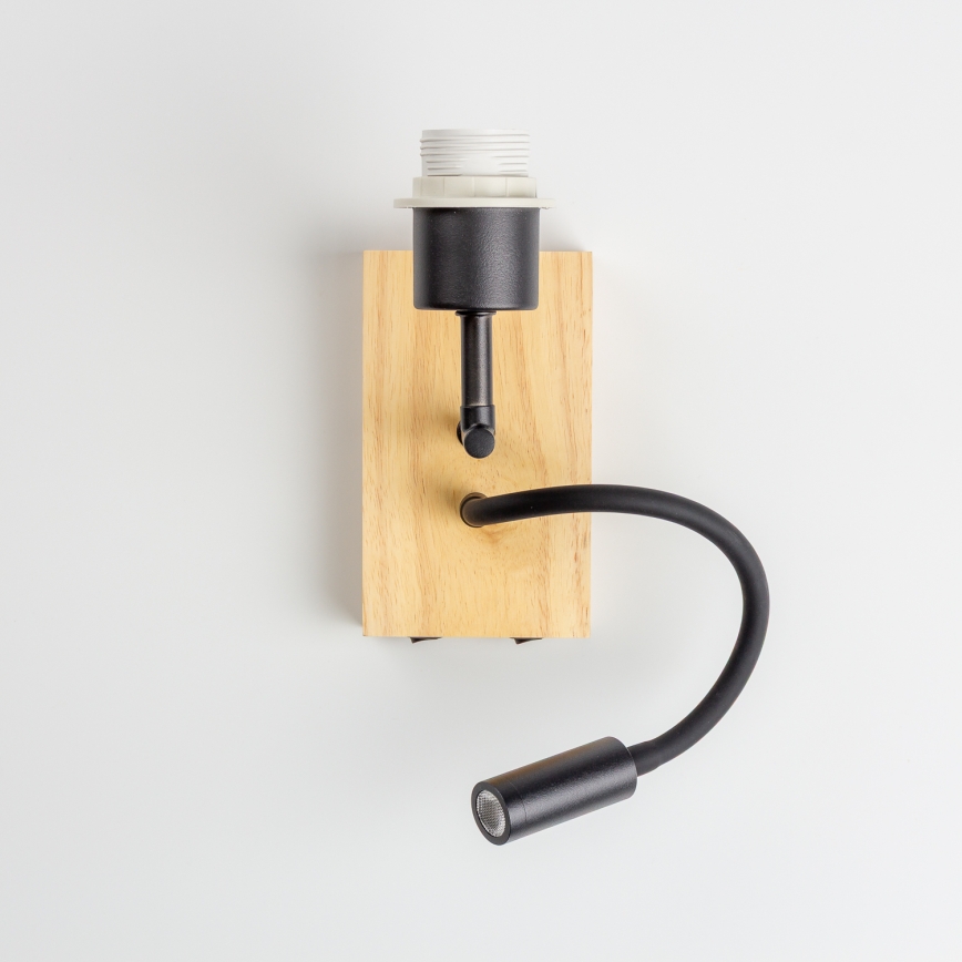 Brilagi - Lâmpada LED de parede flexível BOBO WOOD 1xE27/25W/230V + LED/3W carvalho/preto/rosa