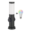 Brilagi - Lâmpada LED RGBW dimerizável para exterior com 2 tomadas, 1xE27/9W/230V, 2700-6500K, IP44, 40 cm, preta