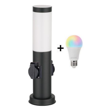 Brilagi - Lâmpada LED RGBW dimerizável para exterior com 2 tomadas, 1xE27/9W/230V, 2700-6500K, IP44, 40 cm, preta
