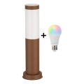 Brilagi - Lâmpada LED RGBW regulável para exterior, 1x E27, 9W, 230V, 2700–6500K, IP44, 40 cm, castanha