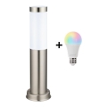 Brilagi - Lâmpada LED RGBW regulável para exterior 1xE27/9W/230V 2700-6500K IP44 40 cm cromo fosco