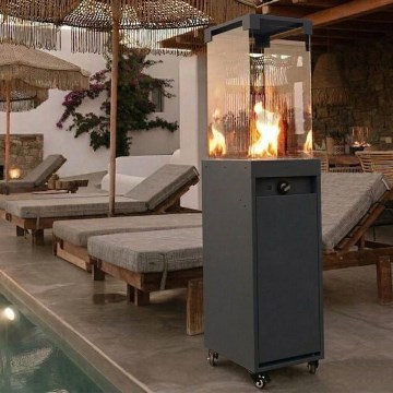 Brilagi - Lareira a gás para exterior FLARO GAS 142x36 cm 8 kW 1x AAA antracite + capa de proteção
