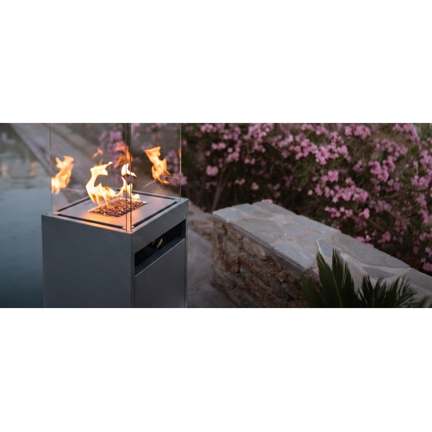 BRILAGI - Lareira a gás exterior FLARO GAS 142x36 cm 8kW 1xAAA antracite + capa protetora
