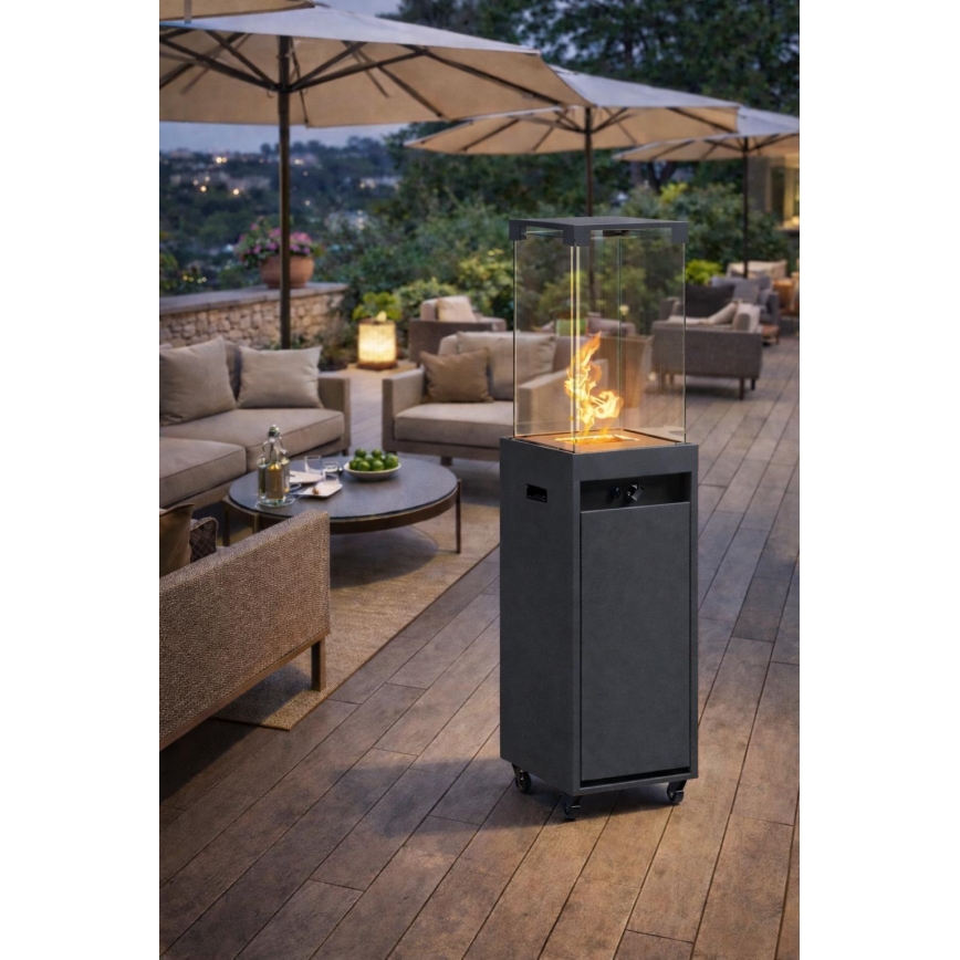 Brilagi - Lareira a gás para exterior FLARO GAS 142x36 cm 8 kW 1x AAA antracite + capa de proteção