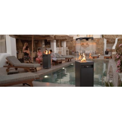 Brilagi - Lareira a gás para exterior FLARO GAS 142x36 cm 8 kW 1x AAA antracite + capa de proteção