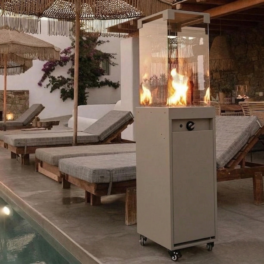 BRILAGI - Lareira a gás para exterior FLARO GAS 142x36 cm 8kW 1xAAA bege + capa protetora