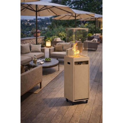 Brilagi - Lareira a gás exterior FLARO GAS 142x36 cm 8kW 1xAAA bege + capa protetora