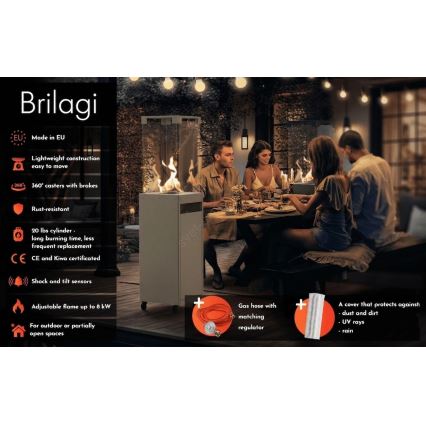 Brilagi - Lareira a gás exterior FLARO GAS 142x36 cm 8kW 1xAAA bege + capa protetora