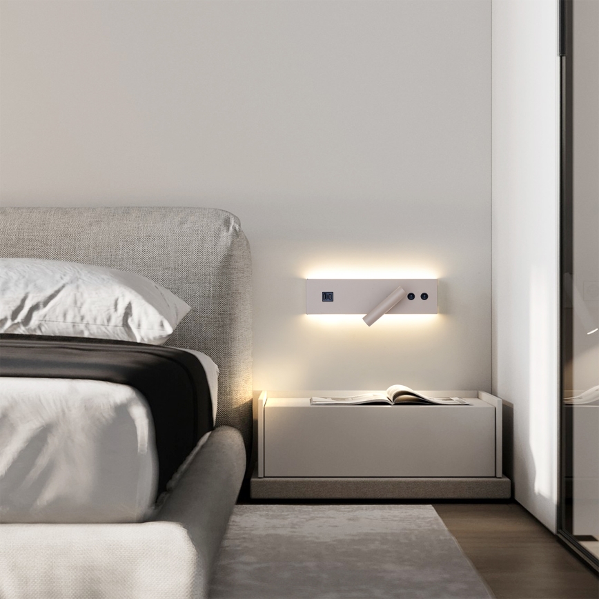 Brilagi - Aplique de parede LED com porta USB NOCTIS LED/3W/230V + LED/9W bege