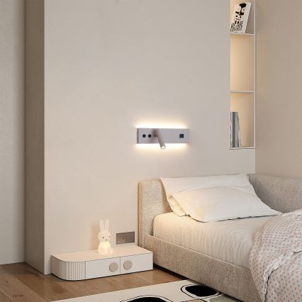 Brilagi - Aplique de parede LED com porta USB NOCTIS LED/3W/230V + LED/9W bege