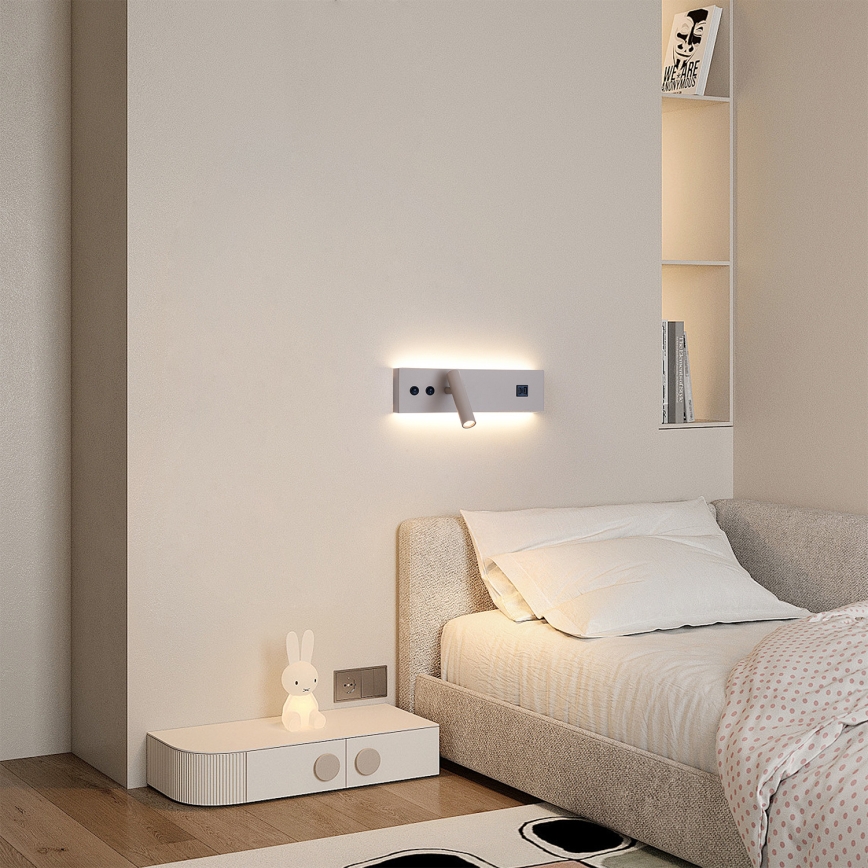 Brilagi - Aplique de parede LED com porta USB NOCTIS LED/3W/230V + LED/9W bege