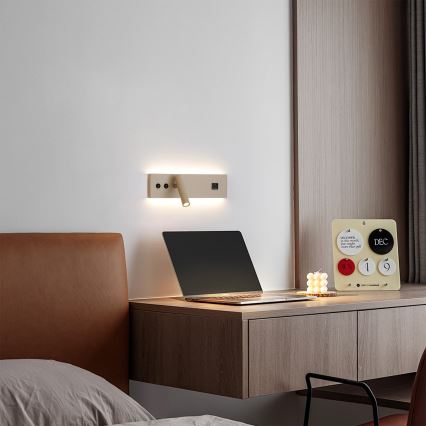Brilagi - Aplique de parede LED com porta USB NOCTIS LED/3W/230V + LED/9W bege