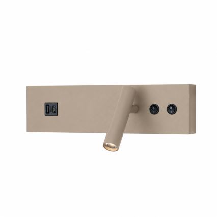 Brilagi - Aplique de parede LED com porta USB NOCTIS LED/3W/230V + LED/9W bege