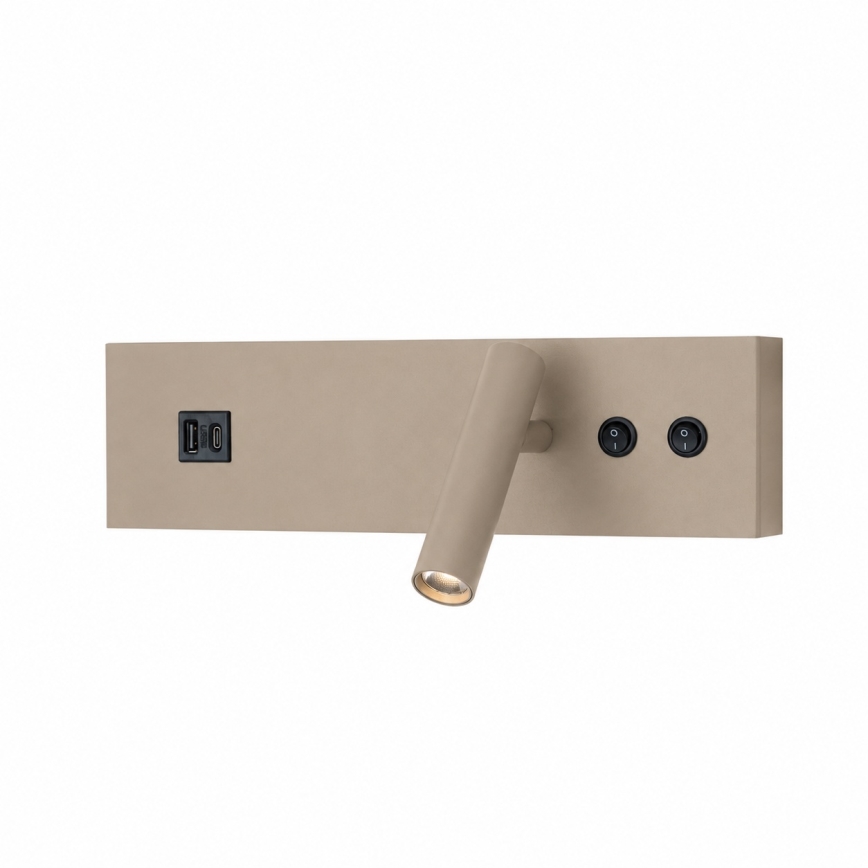 Brilagi - Aplique de parede LED com porta USB NOCTIS LED/3W/230V + LED/9W bege