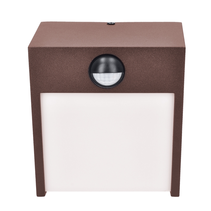 Brilagi - Aplique de parede exterior LED com sensor TERNI LED/12W/230V castanho IP44