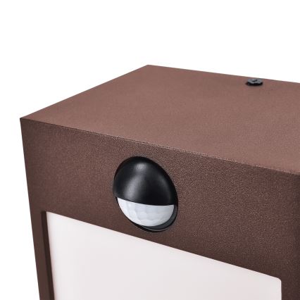 Brilagi - Aplique de parede exterior LED com sensor TERNI LED/12W/230V castanho IP44