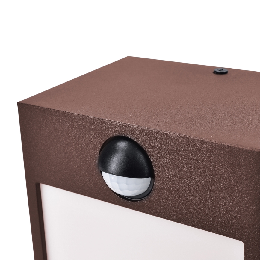 Brilagi - Aplique de parede exterior LED com sensor TERNI LED/12W/230V castanho IP44