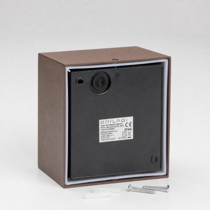 BRILAGI - Aplique de parede exterior LED com sensor TERNI LED/12W/230V castanho IP44