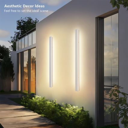 Brilagi - Aplique de parede exterior LED LINEAR LED/22W/230V 3000K IP65 100 cm branco CRI 90