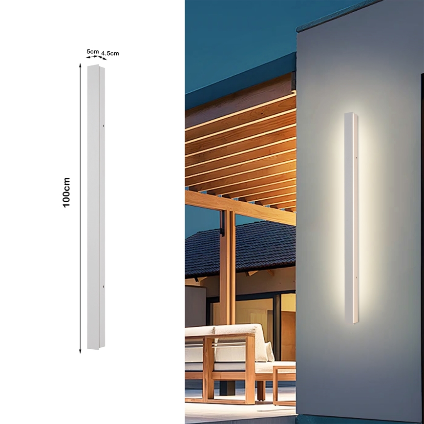 Brilagi - Aplique de parede exterior LED LINEAR LED/22W/230V 3000K IP65 100 cm branco CRI 90