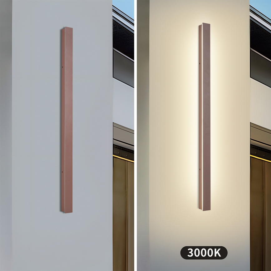 Brilagi - Aplique de parede exterior LED LINEAR LED/22W/230V 3000K IP65 100 cm castanho IRC 90