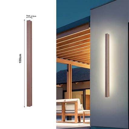 Brilagi - Aplique de parede exterior LED LINEAR LED/22W/230V 3000K IP65 100 cm castanho IRC 90