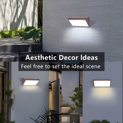 Brilagi - Aplique de parede exterior LED com sensor TRIANGLE, 20W/230V, castanho, IP65