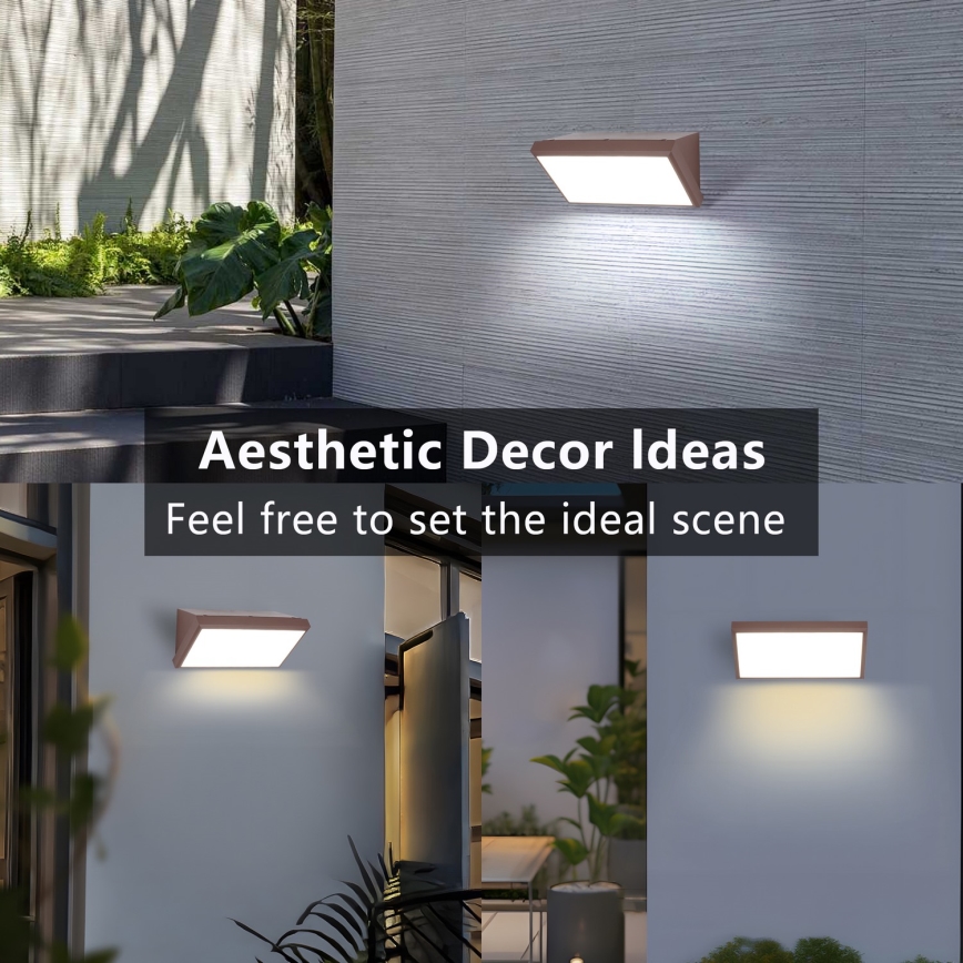 Brilagi - Aplique de parede exterior LED com sensor TRIANGLE, 20W/230V, castanho, IP65