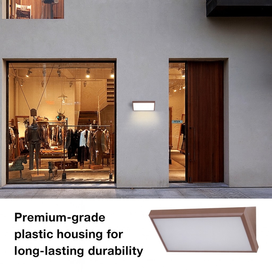 Brilagi - Aplique de parede exterior LED com sensor TRIANGLE, 20W/230V, castanho, IP65