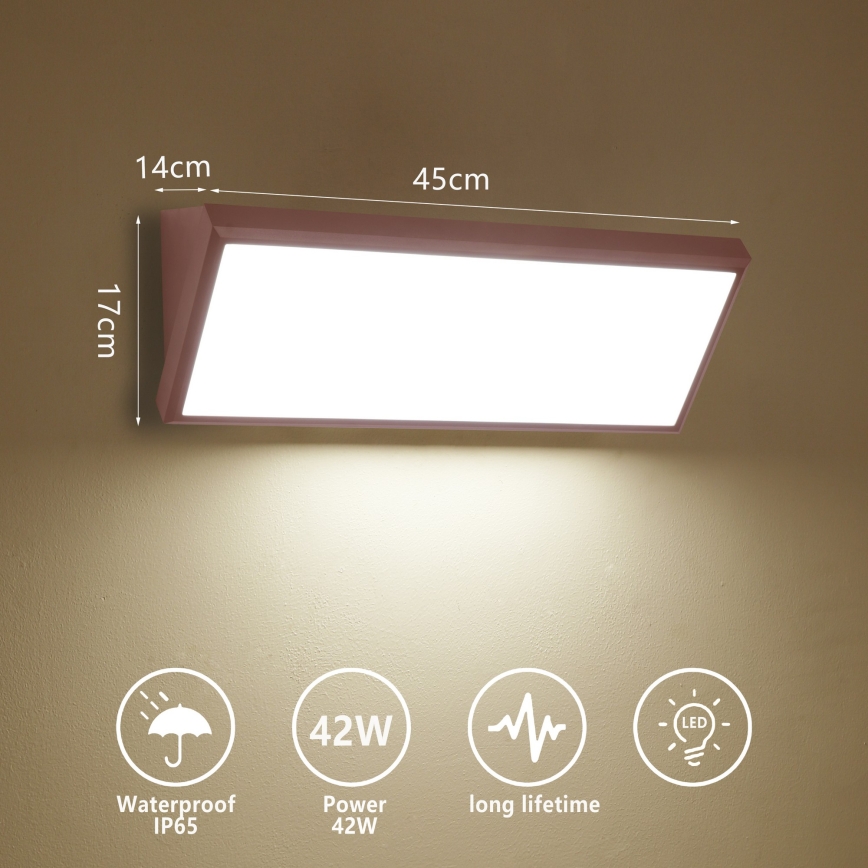 Brilagi - Aplique de parede exterior LED TRIANGLE LED/42W/230V 3000/4000/6500K 45 cm castanho IP65