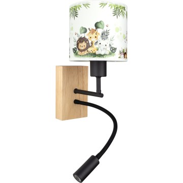 Brilagi - LED Aplique de parede infantil flexível BOBO WOOD 1xE27/25W/230V + LED/3W carvalho/preto/branco/verde/selva