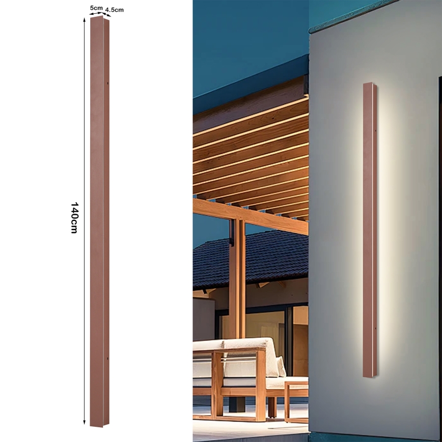 Brilagi - Aplique de parede exterior LED LINEAR LED/32W/230V 3000K IP65 140 cm castanho IRC 90