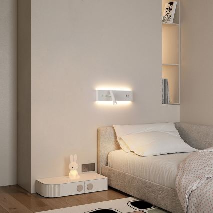 Brilagi - Aplique de parede LED com foco e porta USB NOCTIS LED/3W/230V + LED/9W branco