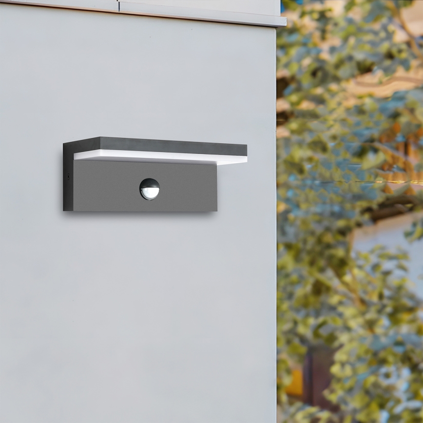 Brilagi - Luminária de Parede Externa LED com Sensor TESSI LED/10W/230V antracite IP54