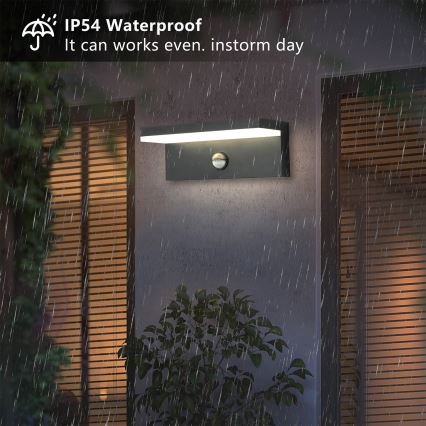 Brilagi - Luminária de Parede Externa LED com Sensor TESSI LED/10W/230V antracite IP54
