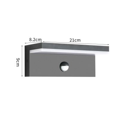 Brilagi - Luminária de Parede Externa LED com Sensor TESSI LED/10W/230V antracite IP54